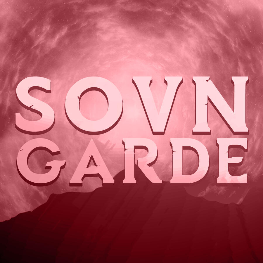 Sovngarde // a pop-red graphic of the Skyrim font replacer
